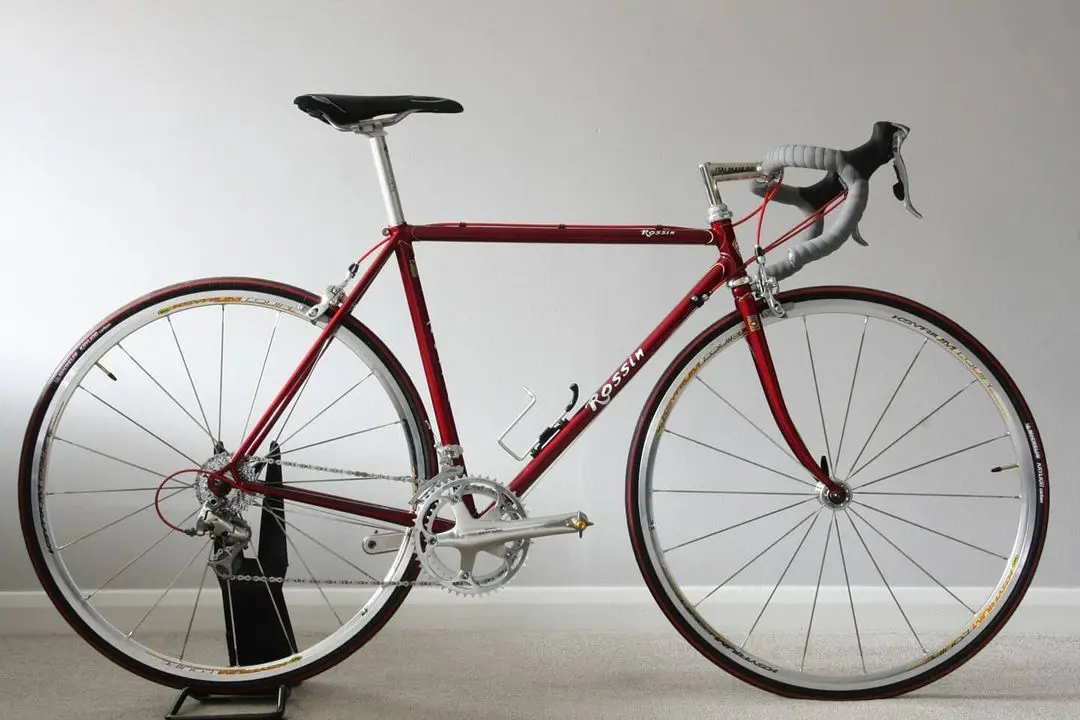Rossin steel road bike in the workshop